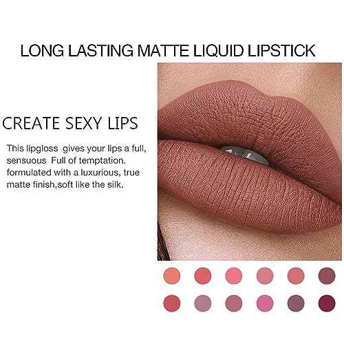 BONNIE CHOICE 18Pcs Matte Liquid Lipstick Set, Waterproof Long Lasting Non-Stick Cup Nude Lipstick Dark Red Lipstick for Women 24 Hour High Pigmented Lip Gloss Set Christmas Day Gifts for Women