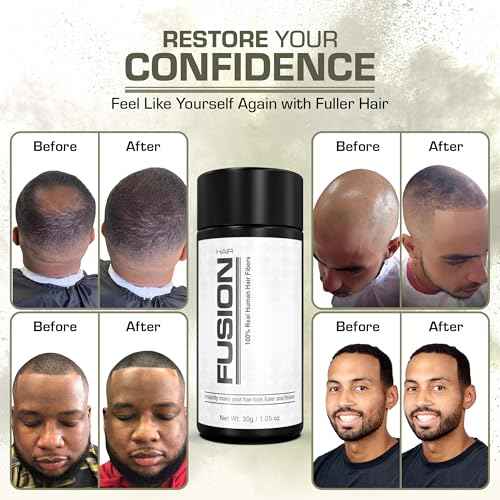 Hair Fibers for Thinning Hair - (1.05 Oz) Real Human Hair Building Fibers to Conceal Bald Spots and Thinning Hair, Root Touch Up and Volumizer, Black