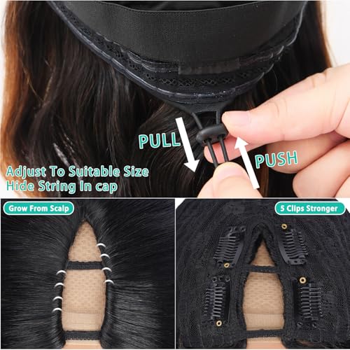 V Part Wig Human Hair Body Wave Glueless No Leave Out Upgrade 20 Inch U Part Wigs Human Hair Clip In Half Wigs 100% Real Human Hair Elastic Drawstring For Women 180% Density #1B/30