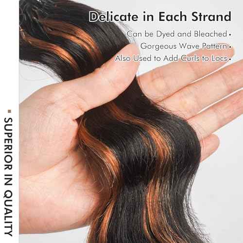 ToyoTress Ocean Wave Crochet Human Hair - 12 Inch 50G Feather-Line Invisible Knotless Water Deep Wave Crochet Human Hair For Black Women Brown Highlight Color Braiding Hair (12 Inch, P1B/30-50G)