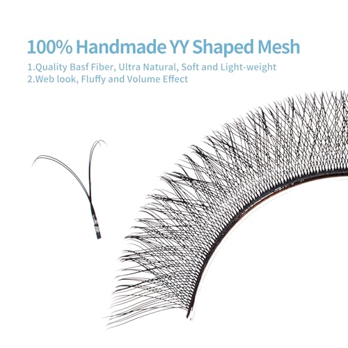 DeceMars Two Tip YY Eyelash Extensions Supplies D Curl 0.07mm Thickness 11mm Soft Lash Trays Premade 4D Easy Fan Y Shaped Volume Clusters Wispy Eye Lashes Black (YY,0.07-D-11mm)