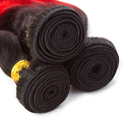 Ombre Deep Wave Bundles Red Bundles Human Hair Weave 2 Tone Fire Red Deep Wave Human Hair 3 Bundles 20 22 24 Inch 8A Soft Virgin Remy Hair Extensions Red Bundles Huamn Hair