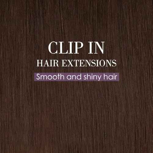 Remy Hair Extensions clip ins Hair Etensions for Women ailiceehr Dark Brown Double Weft Natural Hair Extensions Straight 8Pcs Soft and Thick 14inch 75g.