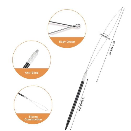 Glamordove Hair Extension Tool Kit Stainless Steel Pliers Micro Beads Remover Hook Looper Hair Gripper Sectioning Clips Wefting Sewing Salon Barber Accessories (Gold)