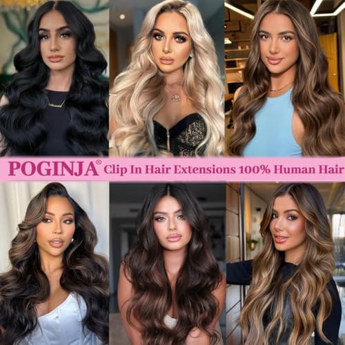 Clip in Hair Extensions Real Human Hair, Remy Human Hair Clip in Extensions for Black Women, Invisible Natural Straight Seamless Clip ins Hair Extensions 8pcs Double Weft #1B 24inch 120g