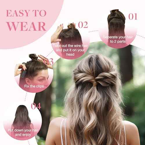 GOO GOO Wire Hair Extensions Human Hair, 2 Dark Brown Natural 16inch 95g, Invisible Wire Hair Extensions with Transparent, Seamless Fish Line Hairpiece
