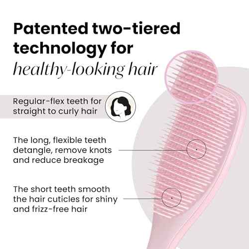 Tangle Teezer Ultimate Detangler Brush for Wet & Dry Hair, Eliminates Knots & Reduces Breakage for All Hair Types, Millennial Pink