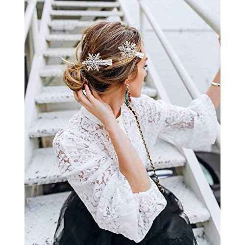 Christmas Hair Clips Hairpin Rhinestone Snowflake Alligator Hair Clips Xmas Holiday Party Hairpin Hair Barrette Hair Accessories For Woman (silver)