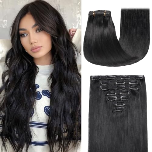 Clip in Hair Extensions Real Human Hair,16 Inch 120g 7pcs Remy Hair Extensions Clip ins for Women,Natural Human Hair Clip in Extensions