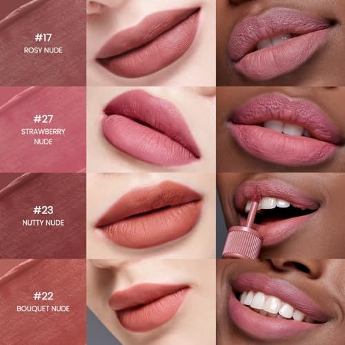 Peripera Ink the Velvet Lip Tint - High Pigment Color, Longwear, Weightless, Not Animal Tested, Gluten-Free, Paraben-Free (17 ROSY NUDE)