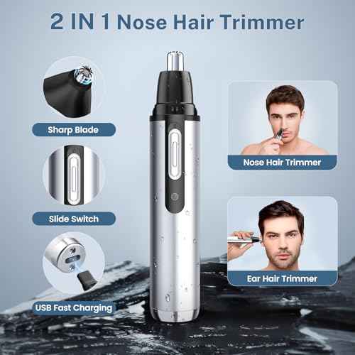 KIKIDO Hair Clippers for Men, Professional Cordless Hair Trimmers Set, Rechargeable Nose Hair Beard Trimmer, Hair Cutting Machine Haircut Grooming Kit (Sliver-3)