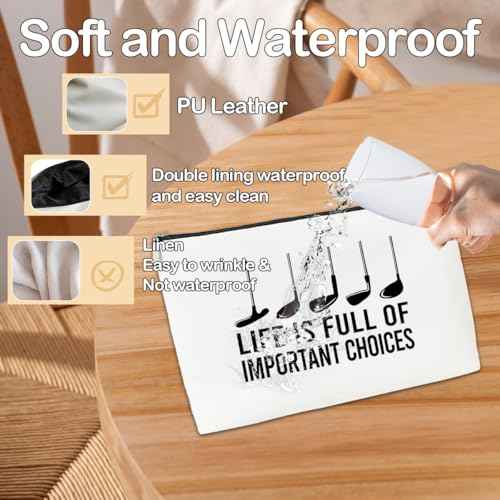 JioJio Chan Golf Accessory for Women Cosmetic Bag, Life Is Full Of Important Choices, Golfer Stuff Pouch, Player Gift Travel Pouch, Gifts for Team
