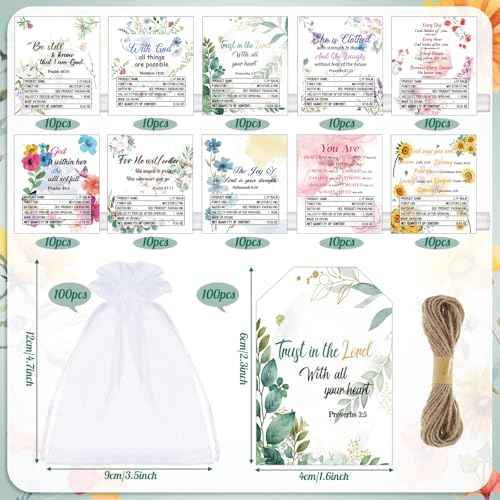 100 Set Christian Religious Gift Bulk Lip Balm for Women Christian Church Party Favor Bulk Bible Verse Lip Balm with Scripture Christmas Inspirational Gift for Coworker Staff Employee
