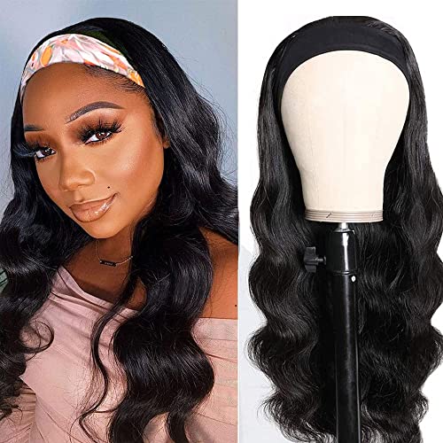 feibin Headband Wig Human Hair Wigs for Black Women Human Hair Headband Wig Body Wave 22 Inch Wear and Go Wigs Glueless Human Hair Wig Machine Made None Lace Front Wig Natural Color 150% Density