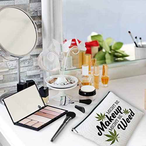 Makeup Cosmetic Marijuana Bag For Women - Might Be Makeup Might Be Weed - Zip Travel Bag Humor Weed Leaves Makeup Pack Gifts For Friends Sisters Colleagues Lovers Employees Bosses ¡¦