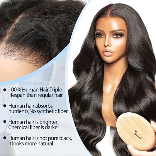 Body Wave Lace Fronts Wig Human Hair 28 Inch 13x4 HD Frontal Wigs Human Hair Pre Plucked Glueless Human Hair Wig for Women 180 Density Natural Black