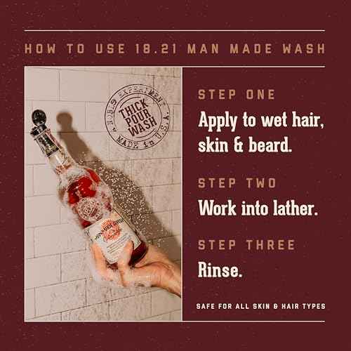18.21 Man Made Original Sweet Tobacco 3-in-1 Body Wash, Shampoo, & Conditioner for Men, All Hair & Skin Types, Strengthens and Moisturizes in a Manly Aroma, 18 Fl Oz