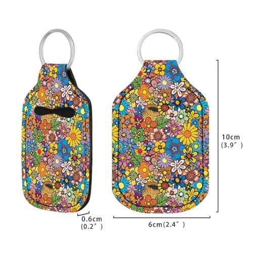 Suobstales 3Pcs Travel Bottles Keychain Holder Set,Travel Bottle Sleeves+Neoprene Chapstick Holders+Lanyard Keychain