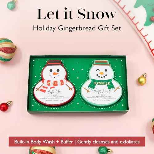 Spongell? Snowpeople Gift Set Body Wash Infused Buffers, Let It Snow