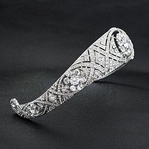 Royal Tiara with Real Austrian Crystals, Queen Mary's Bandeau Replica Tiara,Princess Meghan Wedding Bridal Diadem Jewelry