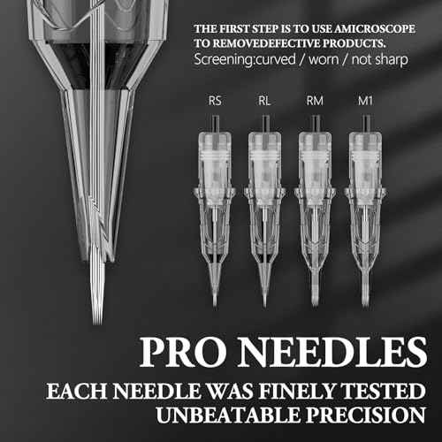 Tattoo Cartridge Needles #12 0.35mm 13 Curved Magnum Standard Disposable Tattoo Cartridges 20Pcs Needles for Professional Rotary Tattoo Pen Machine Supply (1213RM)