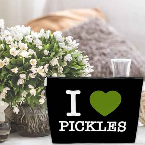 JioJio Chan Pickle Lover Gifts Makeup Bag for Women, I Love Pickles PU Leather Makeup Cosmetic Bag for Purse, Pickle Gifts for Pickle Lovers, Pickle Stuff, Gifts for Pickle Lovers Makeup Pouch
