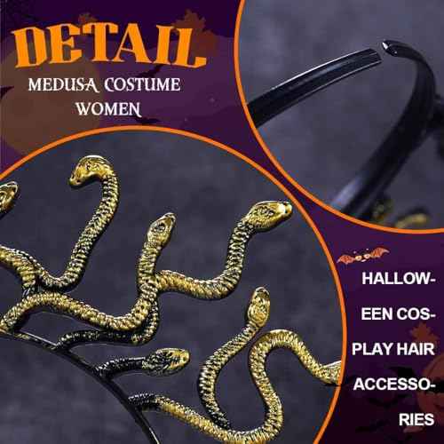 BARTOSI Medusa Snake Headband Greek Goddess Headpiece Halloween Costume Hair Accessories for Women and Girls