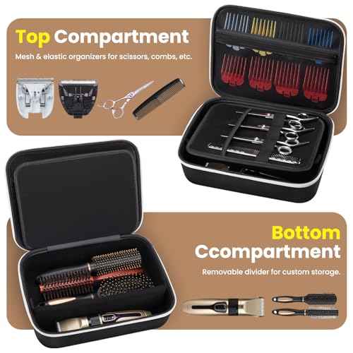 Noverlife Large Hard Clipper Case for Barbers, Portable Hair Cutting Barber Supplies Organizer Bag, Mens Trimmers Box, Hair Salon Carrying Bag for Men Razor Guard Grooming Kits Storage