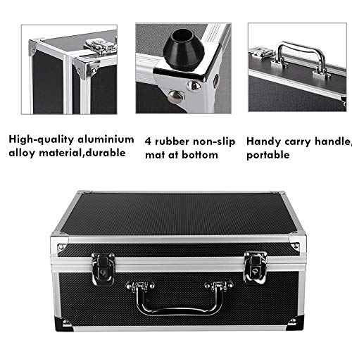 Yuelong Black Tattoo Makeup Carry Case - 12.6" x 9.5" x 5.1" Double Lock Key Aluminum Storage with Sponge