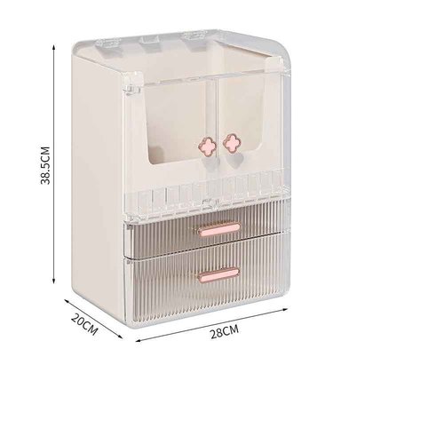 Utillify Acrylic Makeup Organizer with Drawers – 38.5CM Large Capacity Cosmetic Storage Box, Dustproof & Waterproof Vanity Organizer for Skincare, Jewelry, Lipsticks & Beauty Products (White)