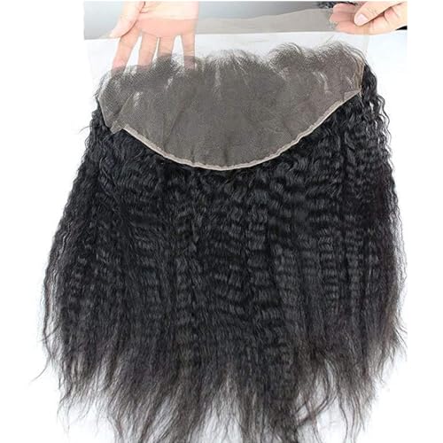 Dreambeauty 13¡¿6" Transparent Full Lace Frontal Closure Kinky Straight Ear to Ear Free Part Unprocessed Brazilian Virgin Human Hair Extensions With Baby Hair Bleached Knots Natural Color (12 Inch)