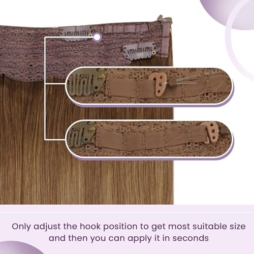 LaaVoo Wire Hair Extensions Human Hair Wire Human Hair Extensions Balayage Brown mix Blonde Human Hair Wire Extensions Long 18 Inch 80g