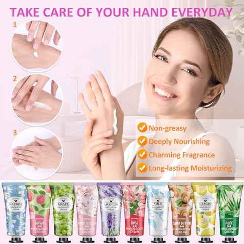16 Pack Hand Cream Set, Stocking Stuffers for Women, Bridesmaid Gifts, Bulk Hand Lotion Travel Size for Dry Cracked Hands, Mini Hand Lotion for Thank You Gifts and Christmas Gifts with a Greeting Card