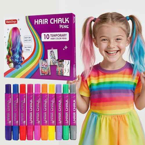 Girl Gifts Hair Chalk£¬10 Color Temporary Kits Low stimulation Washable Hair Dye Colourful Pens.for Makeup Toy Kids Ages 6-13 Years Old£¬Birthday Gifts Halloween Christmas & Festival Party