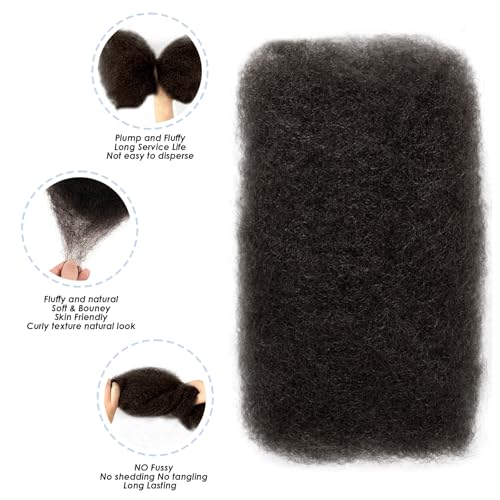 Afro Kinkys Bulk Human Hair,20 Inch 50g/Pack Afro Kinky-Curly Human Hair Bulk for Mini Twist, 4C Bulk Human Braiding Hair For Micro,Crochet,Repair, Dreadlocks,Locs Extensions