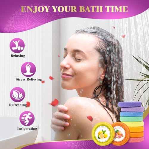 Shower Steamers Aromatherapy, Birthday Gifts for Women Mom Teen Girls, SPA Relaxation Shower Bombs, Bath Bombs Cosmetic Bath Salts, Christmas Stocking Stuffers White Elephant Gift for Adults