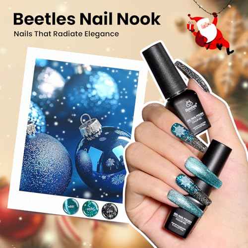 Beetles Gel Nail Polish Gift Set? Christmas Kaleidoscope 100 Vibrant Colors with Base & Top Coats Glitter Matte Glossy Finishes Cat Eye Pearl Nail Polish Nail Art Gift for Women Salon Home DIY Use