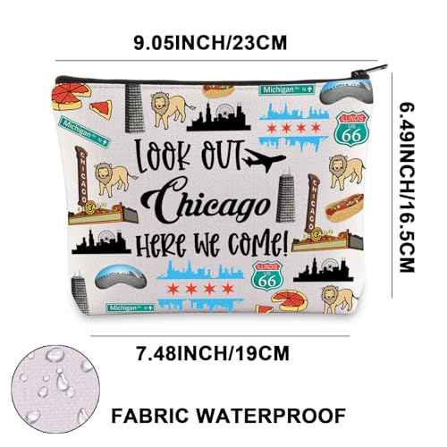 JNIAP Chicago Makeup Bag Chicago Themed Gifts Chicago Souvenirs Gifts Chicago Zipper Pouch Chicago Trip Gifts (look out Chicago)