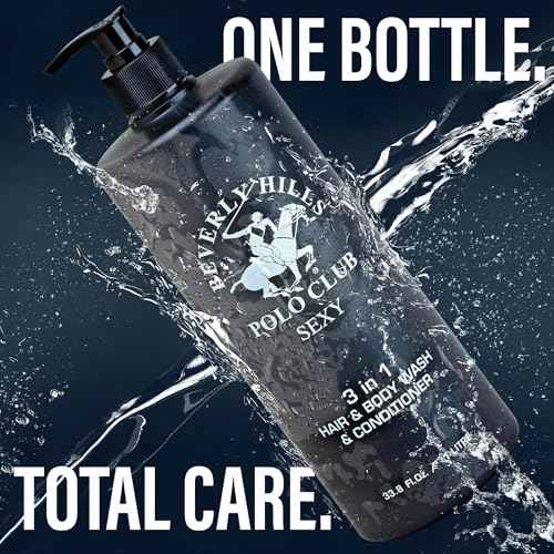 Beverly Hills Polo Club Men's 3-in-1 Shampoo Conditioner Body Wash - Luxury Scent Sexy - All Hair Types, 33.8 oz