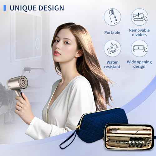 Hair Tools Travel Bag for Shark Flexstyle, Portable Shark Hair Dryer Case, Waterproof Dustproof Shockproof Flat Curling Iron Travel Organizer, Blue
