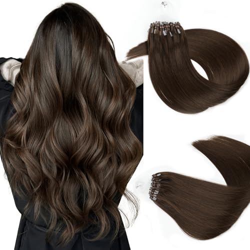 Microlink Hair Extensions Human Hair Deep Mocha 18inch 50g/pack Micro Loop Microbead Hair Extensions Real Smooth Human Hair Cold Fusion For Women