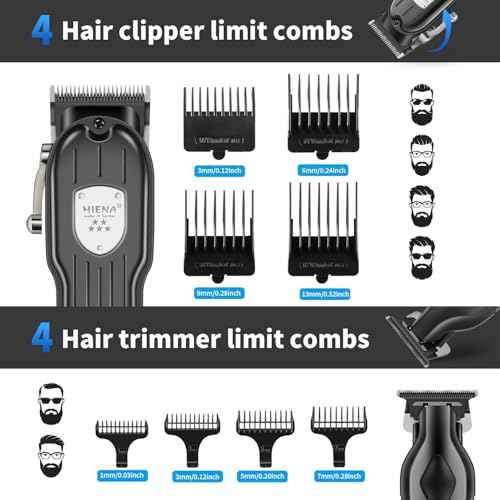 HIENA PRO Professional Cordless Hair Clipper for Men, Electric Foil Shavers and Beard Trimmers, Ear, Nose Hair Trimmer Set, Rechargeable Barber Kit and Hair Cutting Set, Facial Grooming Kit