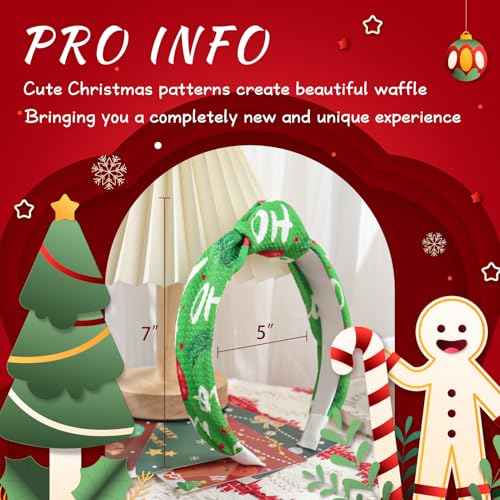 YanJie Christmas Headband for Women Snowflake Xmas Tree Knotted Headbands Wide Hairband Non Slip Hair Band Wide Head Band Headband Hair Accessories