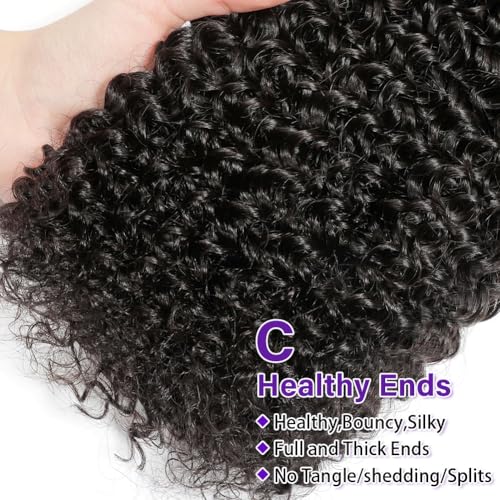 Kinky Curly Bundles Human Hair 10 12 14 Inch 3 Bundles Human Hair 300g 100% Unprocessed Brazilian Virgin Raw Hair Extensions Natural Black Weave Real Human Hair Bundles for Women