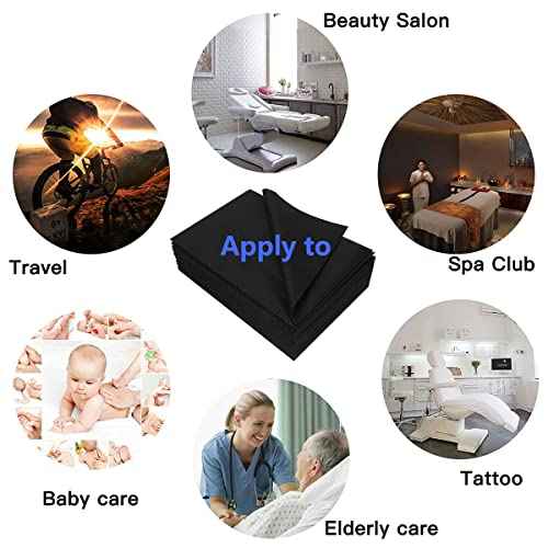 100 PCS 31" X 79"Thick Soft Massage Table Sheets Sets Disposable SPA Bed Sheets Non Woven Fabric Lash Bed Cover (Black)