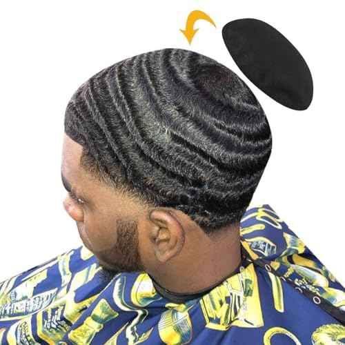 6 Pcs 4.5 Inch Crown Patch for Waves 360 Waver's Compression Rapid Waver's Crown with 1 Pcs Waves Training Pad(Black)