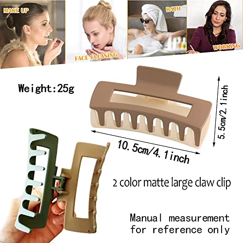 Yusier 6PCS Large Hair Claw Clip Matte Rectangle Hair Clip Plastic Stitching Color Clips French Square Clip (2 Color Splicing-Rectangle)