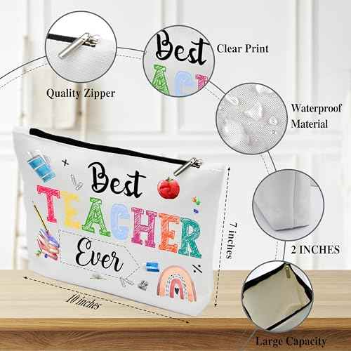 Teacher Appreciation Gifts, Teacher Survival Kit Makeup Bag Zipper Pouch, Graduation Gift Cosmetic Bag for Purse Travel Toiletry Bag - B19