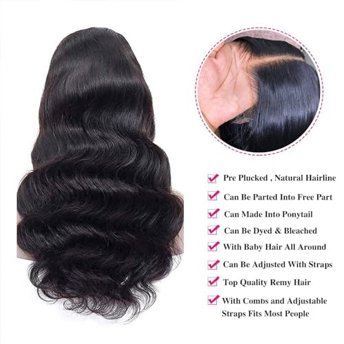 Chesma Body Wave Lace Front Wigs Human Hair 13x4 HD Lace Front Wigs Human Hair Pre Plucked Body Wave Glueless Frontal Wigs Human Hair 180 Density with Baby Hair (26 inch)