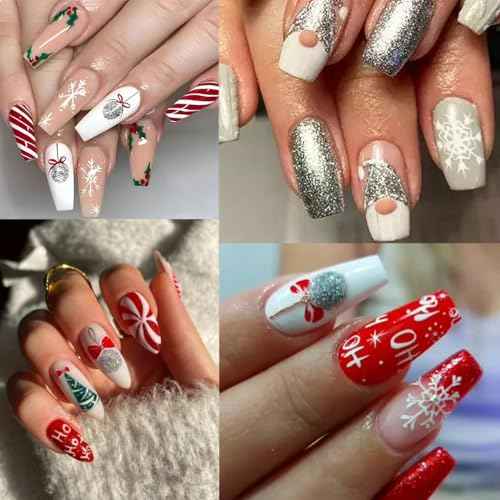 8 Sheet Christmas Nail Stickers for Nail Art 3D Snowflake Nail Art Stickers Self-Adhesive Xmas Nail Supplies Laser Gold Snowmen Elk Bell Nail Art Designs Holiday Nail Decals for Women Nail Decoration